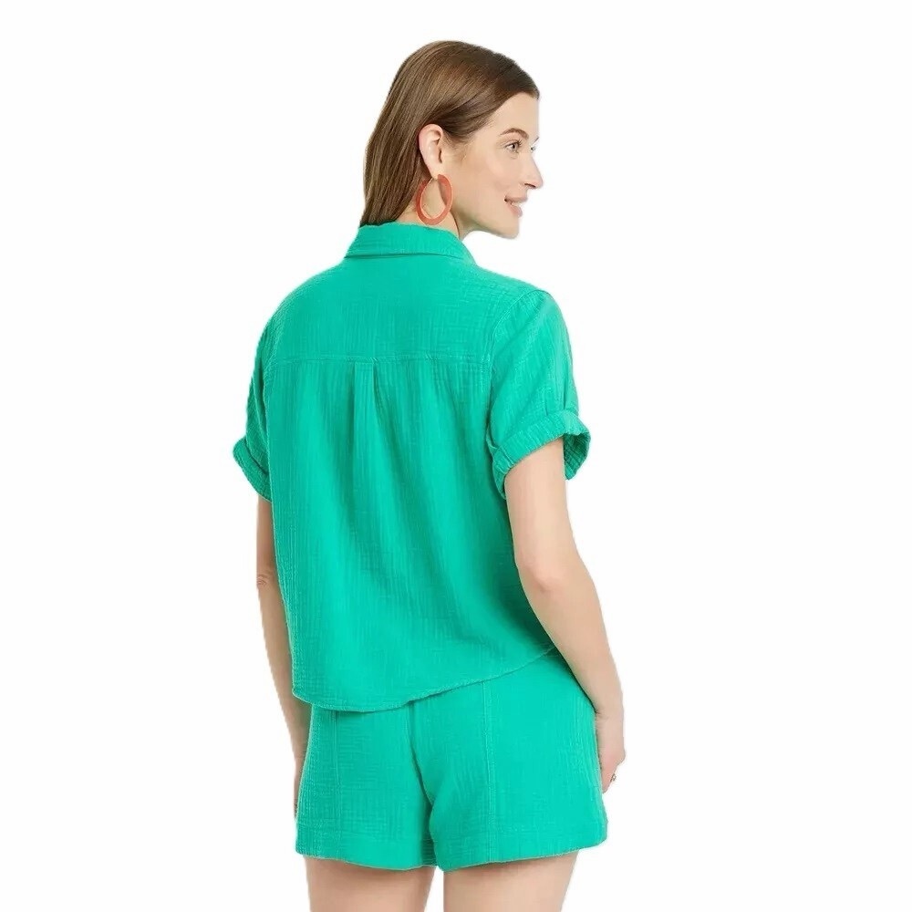 Universal Thread High-Low Button Down Shirt Gauzy… - image 4